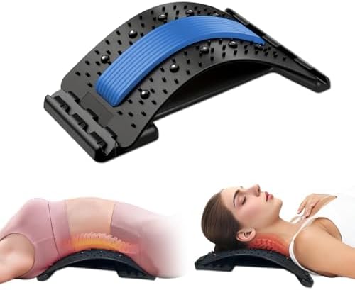 Lumbar Support Board & Back Stretcher - 4-Level Adjustable Cracker for Lower Back Pain Relief, Home Office Use (Blue)