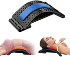 Lumbar Support Board & Back Stretcher - 4-Level Adjustable Cracker for Lower Back Pain Relief, Home Office Use (Blue)