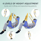 Size L Full Body Patient Lift Sling, Toileting Transfer Slings, Head and Back Support, Split Legs with Commode Opening, 5 Handles, 6 Straps, Lifting Sling Compatible with Various of Lifts