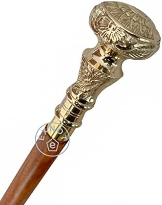 Vintage Brass Handle Victorian Telescope Fold able Wooden Walking Stick Walking Cane Ideal Gift