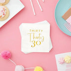 40pcs White and Gold 30th Birthday Cocktail Napkins,30th Birthday Anniversary Party Supplies for Women and Men,30th Birthday Beverage Cocktail Cake Paper Napkins, 10x10 inch
