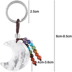 moonsix Crystal Crescent Moon Keychain with 7 Chakra Beads Natural Reiki Healing Stones Keyring Charm Decor for Unisex