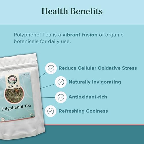 Jade Tea - Organic Polyphenol Tea - Peppermint Leaf, Star Anise, Clove, & Butterfly Pea Flower - Antioxidant Rich - 25 Count (Pack of 1) - Made In USA