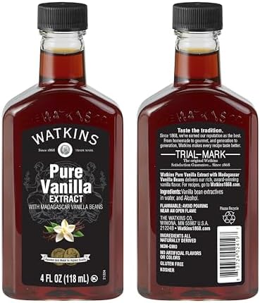 Watkins Pure Vanilla Extract, with Madagascar Vanilla Beans, Non-GMO, Kosher, 4 oz. Bottle, 1-Pack