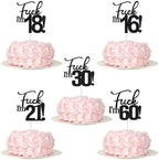 Fuck I'm 50 Birthday Cake Topper, Black Glitter Funny 50th Birthday Cake Decoration Party Supplies (50)