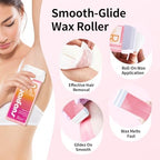 Waxfans Roll On Wax Refill,Waxing Roller Refill for Hair Removal,100% Natural,Quick Melting - For Coarse and Fine Hairs.with 3.53 Ounce(Pack of 4) Honey Wax Rollers, 50 Strips (Pink)