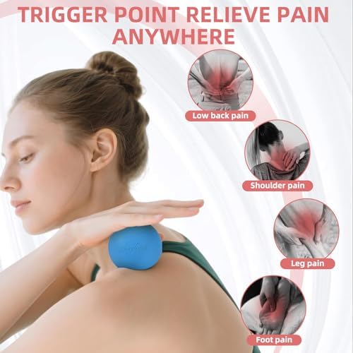 Massage Lacrosse Balls 2 Pack, Rubber Trigger Point Therapy Balls for Deep Tissue Myofascial Release, Plantar Fasciitis & Muscle Soreness Relief, Portable Pain Relief Tool (Light Pink and Grey)