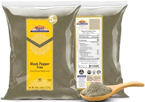 Rani Black Pepper Fine Powder 80 Mesh, 80oz (5lbs) 2.27kg Bulk ~ All Natural | Vegan | Gluten Friendly | NON-GMO | Kosher