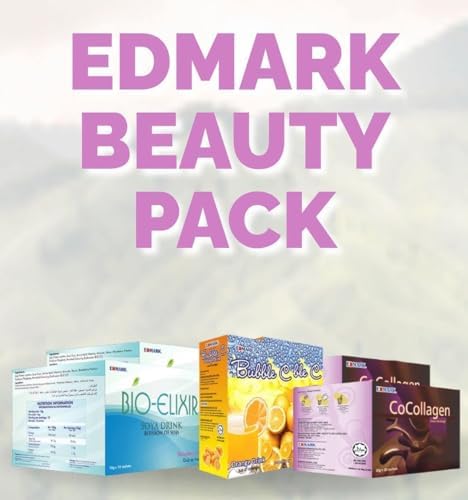 EDMARK Beauty Pack - 2 Bio-Elixir, 1 Box Bubble C and 1 Box Cocollagen Plus 1 Free Box of Bio-Elixir - Ageless Vitality Pack for Skin