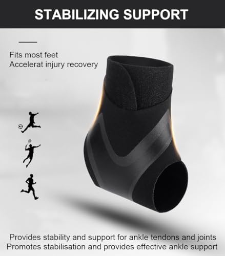 2 Pack Ankle Brace & Elastic Supports for Men & Women, Ankle Support Ankle Compression Sleeve, Ankle Wrap Ankle Sleeve Ankle Brace for Sprained Ankle (Black, Small)