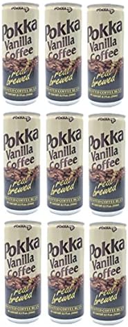 POKKA Coffee 9-Pack Set - Milk Coffee, Vanilla Coffee, Cappuccino, 8.1 Fl Oz (240ml) Each (Vanilla Coffee)