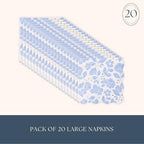 Bonjour Fête Light Blue Floral Large Paper Napkins | 3-Ply Luncheon Size with Gold Foil Accents | Elegant Tableware for Baby Showers, Spring Celebrations, Birthdays | Pack of 20, 6.5” Folded