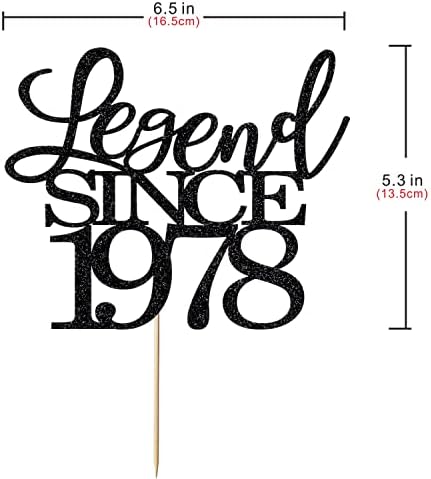 legend since 1978 cake topper 48th birthday happy birthday cake topper men and women cheer 48 years old handmade black glitter cake decoration
