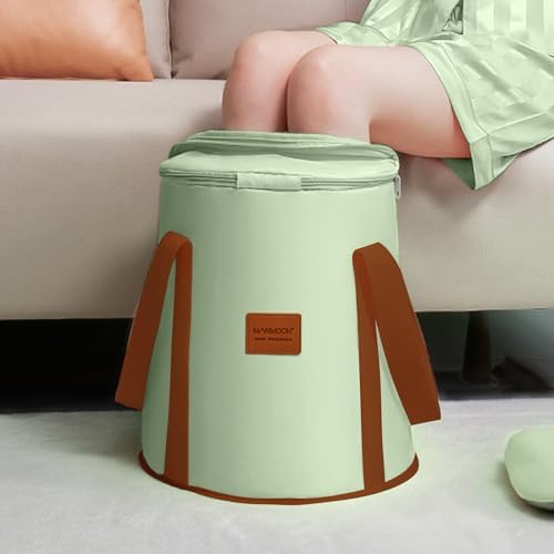 25L Collapsible Bucket Foot Bath Basin， Multifunctional Portable Foot Bath Tub Bag with Handles,Travel Outdoor Camping Portable Foot Soaking Spa Bucket (Green)