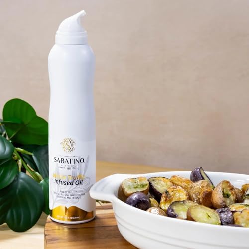 Sabatino White Truffle Oil Spray – All-Natural Premium Italian White Truffle-Infused Olive Oil, Gourmet Finishing Oil for Pasta, Pizza, Salads & More – 7.44oz
