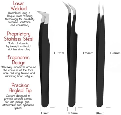 SIVOTE Lash Tweezers for Eyelash Extensions for Volume, Isolation & Classic Lashes, 6 Pack, Black & Pink