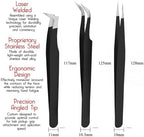 SIVOTE Lash Tweezers for Eyelash Extensions for Volume, Isolation & Classic Lashes, 6 Pack, Black & Pink