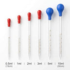 QWORK Glass Pipette Set with Cleaning Brushes – 0.5ml to 10ml for Teaching Labs, DIY Mixing & Liquid Transfer, 0.5ml 1ml 2ml 3ml 5ml 10ml