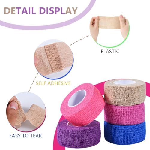 KISEER 30 Pack 1 Inch x 5 Yards Colorful Self Adhesive Bandage Breathable Cohesive Bandage Wrap Rolls Elastic Self-Adherent Tape for Stretch Athletic, Sports, Wrist, Ankle