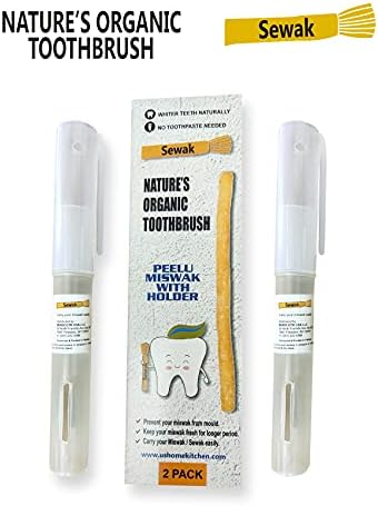 Miswak Sticks for Teeth Natural Toothbrush | مسواك | Siwak Organic Wooden Tooth Brush Oral Teeth Whitener | Vacuum Sealed (Pack of 2)