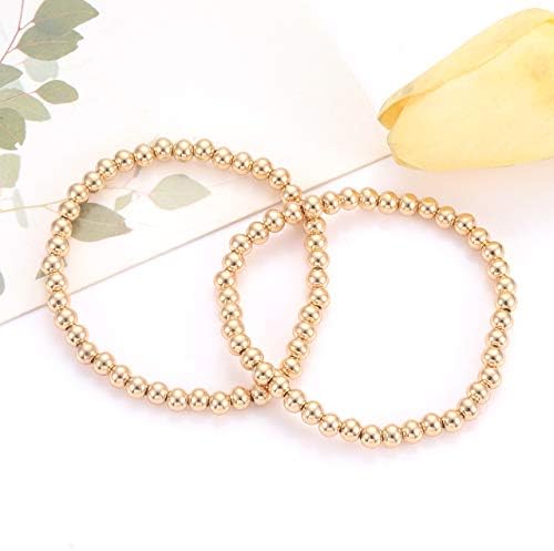 NVENF Beaded Bracelets for Women Brass Bead Ball Chain Bracelets Rainbow Enamel Tile Bracelets for Girls Stackable Layering Stretch Bracelet Bangles Birthday Party Holiday Gifts