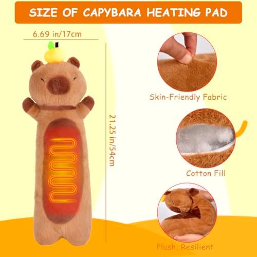 Capybara Heating Pad for Period Cramps - 21" Capybara Plush, Menstrual Neck Shoulder Pain Relief, USB Powered, Cute & Soft Stuffed Animal, Portable Electric Heat Pad, Christmas Gift for Women Wife