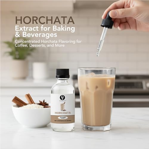 Dolce Flav Natural Horchata Extract, Water Soluble – 2 oz | Authentic Cinnamon Rice Flavoring for Baking, Desserts, Beverages & Syrups – Sugar Free, Kosher, Allergen Free