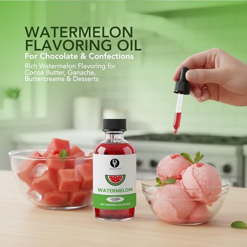 Dolce Flav Watermelon Extract – 2 Ounce Oil-Soluble Kosher, Sugar-Free, Concentrated Juicy Watermelon Flavoring for Baking, Chocolates & Desserts, Includes Measured Dropper
