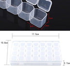 Pill Organizer - Medicine Organizer - Vitamin Organizer - Plastic - Clear - 28 Slots - Adjustable Jewelry Storage Box Container