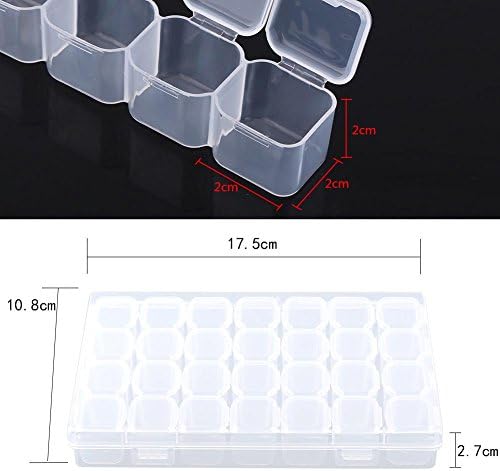 Pill Organizer - Medicine Organizer - Vitamin Organizer - Plastic - Clear - 28 Slots - Adjustable Jewelry Storage Box Container