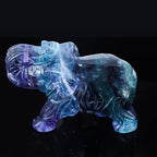 2.5" Rainbow Fluorite Crystal Elephant Decor Gemstone Hand Carved Animal Healing Statue Craft Home Office Gifts
