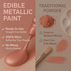 Rose Gold Metallic Edible Paint for Baking – Food Grade Edible Gold Dust Drink Glitter for Shimmer Cake Decorating, Cookies,Cupcakes,Cocktails – 15ml Perfect for Valentines,Wedding,Birthday Decorating