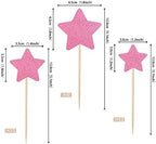 30 PCS Little Star Cupcake Toppers Glitter Twinkle Star Cupcake Picks Wedding Engagement Bridal Shower Baby Shower Birthday Party Cake Decorations Supplies Mixed Size Pink