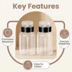 3Pcs 200ML/6.8oz Clear Plastic Push Down Nail Polish Remover Pump Dispenser with Flip Cap Manicure Clean Pump Bottles Makeup Liquid Cosmetic Storage Container Dispensers Vial