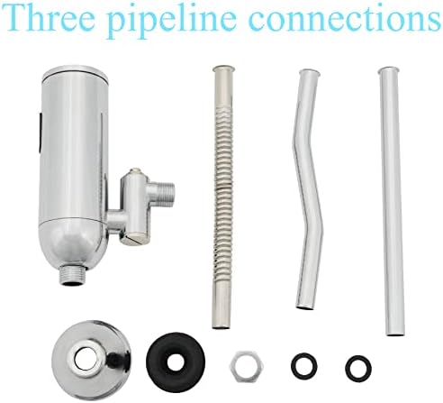 Automatic Touchless Urinal Flush Valve, Motion Sensor Copper, Three Outlet Pipes, Wall Mounted&Adjustable Water Flow, DC 6V, Ideal for Public Restrooms, English Installation Guide