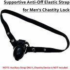 Penis Cage Auxiliary Belt, Supportive Anti-Off Elastic Strap for Men's Chastity Lock (Strap ONLY, Chastity Device NOT Included) - Black