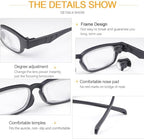Adjustable Focus Reading Glasses 0D to 350D Diopters Readers Glasses Anti Blue Light Multi Point Micro Permeable Lens Dial Vision Reading Glasses Zoom Eyeglasses For Reading Distance Near Far Sight