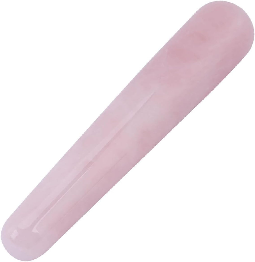 Natural Quartz Crystal Face Massage Wand Pink Smooth Stick Massage Tool for Spa and Relaxation (Pink)