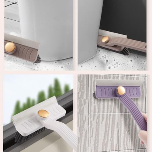 Multi-Function Rotating Crevice Cleaning Brush, 360° Rotating No Dead Corners Crevice Gap Brush Hard Bristle Crevice Gap Cleaning Brush, Household Cleaning Tool for Kitchen Bathroom (2, Purple)