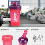 Shaker Bottle,400ml Small Protein Shaker Bottle with Mixing Ball, Portable 14oz GYM Shakes Cup for Workout,BPA free, 100% Leak Proof,Dishwasher Safe（Pink）