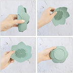 AUEAR, 4 Pack Lotus Flowers Soap Dish with Drain Silicone Holder Non-Slip Flexible Tray for Bathroom Shower