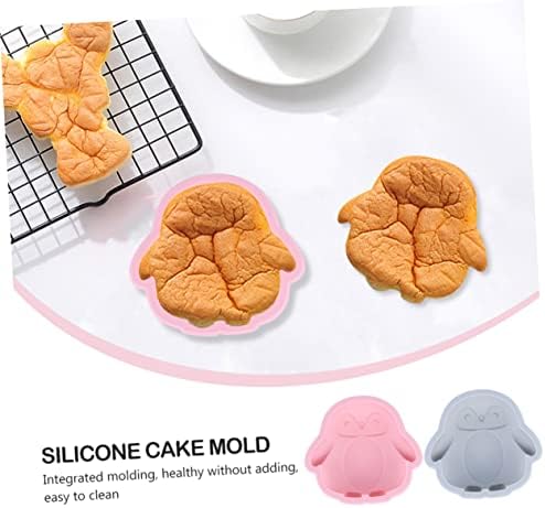 ABOOFAN 2pcs Penguin Silicone Baking Mold Cartoon Design for Cake Decorating and Cupcake Making Flexible Food-grade Silicone Random Colors