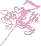 Happy 7th Birthday Cake Topper，Anniversary Party/Boy or Girl Seven Year Old Birthday Party Supplies Pink Glitter