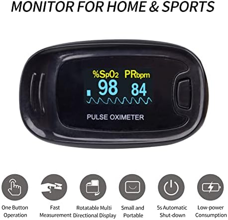 CONTEC CMS50NA Pulse Oximeter Fingertip Blood Oxygen Saturation Monitor SpO2 and PR Value Waveform Blood Oxygen Neck/Wrist Corda, Black