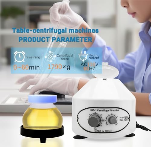 Centrifuge Machine, Lab Benchtop Centrifuges, Desktop Electric Lab Laboratory Centrifuge Machine Lab Medical Practice w/Timer and Speed Control - Low Speed,4000 RPM, Capacity 20 ML x 6-110v