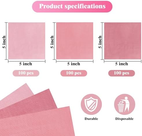 300 Count Pink Beverage Napkins,2-Ply Gradient Pink Cocktail Party Napkins Disposable for Dinner Wedding Birthday Party Graduation