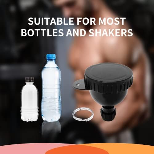 2 Pack Protein Powder Container to Go- 50ml Protein Powder Holder,Mini Funnel with Keychain and Keyring for Gym, Workouts, Fitness and Traveling (Black, 50ml)