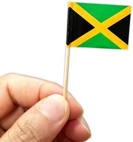 100PCS Jamaican Toothpick Cupcake Toppers Jamaica Party Supplies Cocktail Picks Toppers Decorations Jamaica Independence Day Party Decors for Jamaican Festival Party Favors