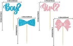 Gyufise 36Pcs Boy or Girl Cupcake Toppers Glitter Bow Tie Cupcake Picks Baby Shower Cake Topper Decorations for Kids Birthday Gender Reveal Party Cake Decorations Supplies
