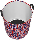British Flag Pattern Round Canvas Linen Laundry Hamper, Waterproof Storage Bin For Toys, Books, Clothes, Pets, Laundry Basket, Gift Basket Medium